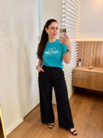 T-shirt Premium - Take It Easy - Azul Tiffany 100% algodão