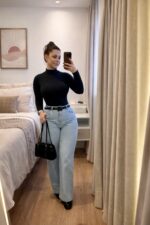 Calça Wide Leg 100% Algodão – Lavagem Clara