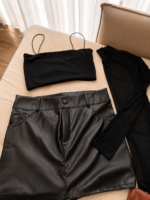 Shorts Saia Couro Sintético - Bianca - Imagem 2
