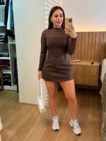 Shorts Saia Couro Sintético - Bianca - Imagem 4